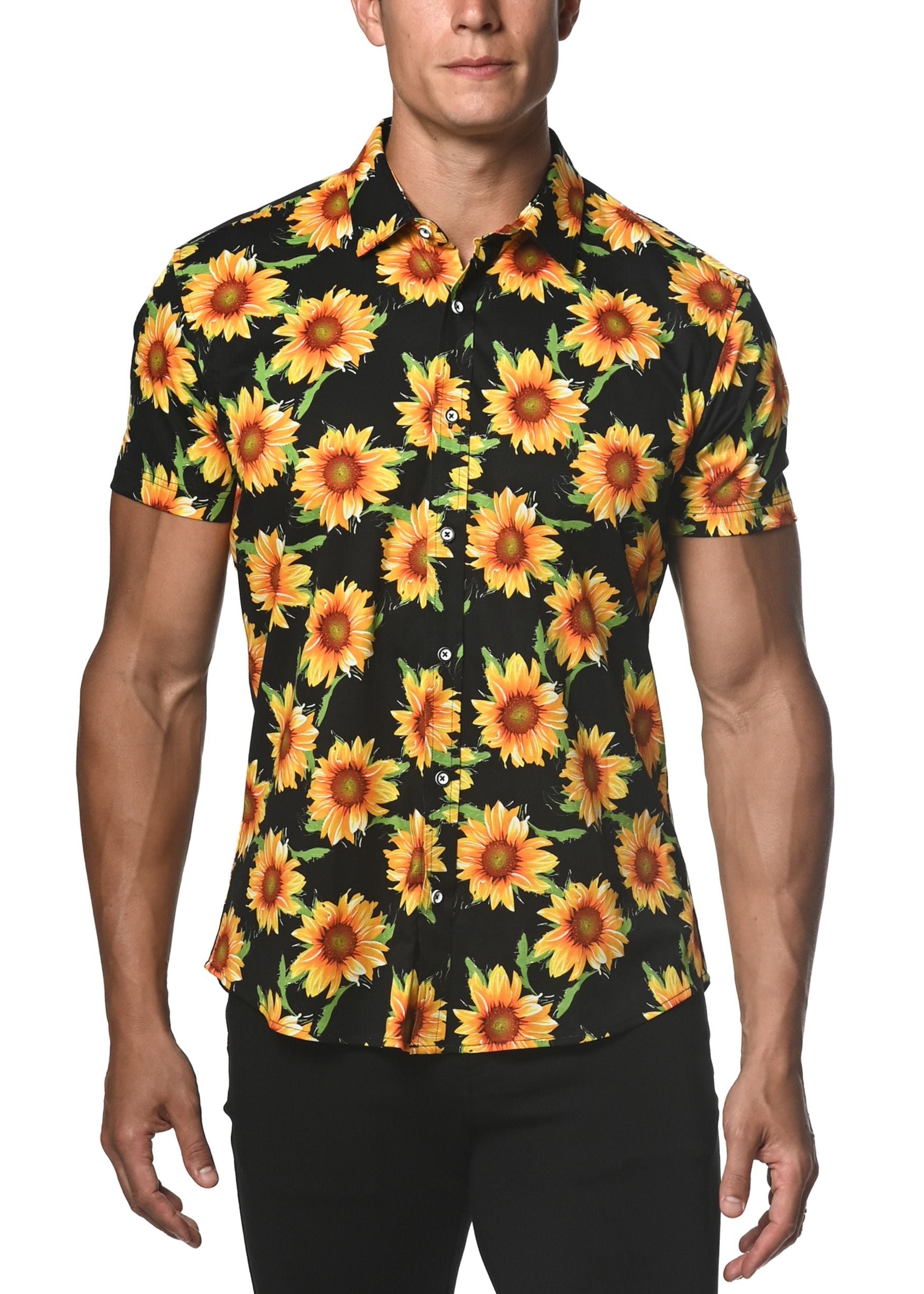 CAMISA DE PUNTO ELÁSTICO CON GIRASOL