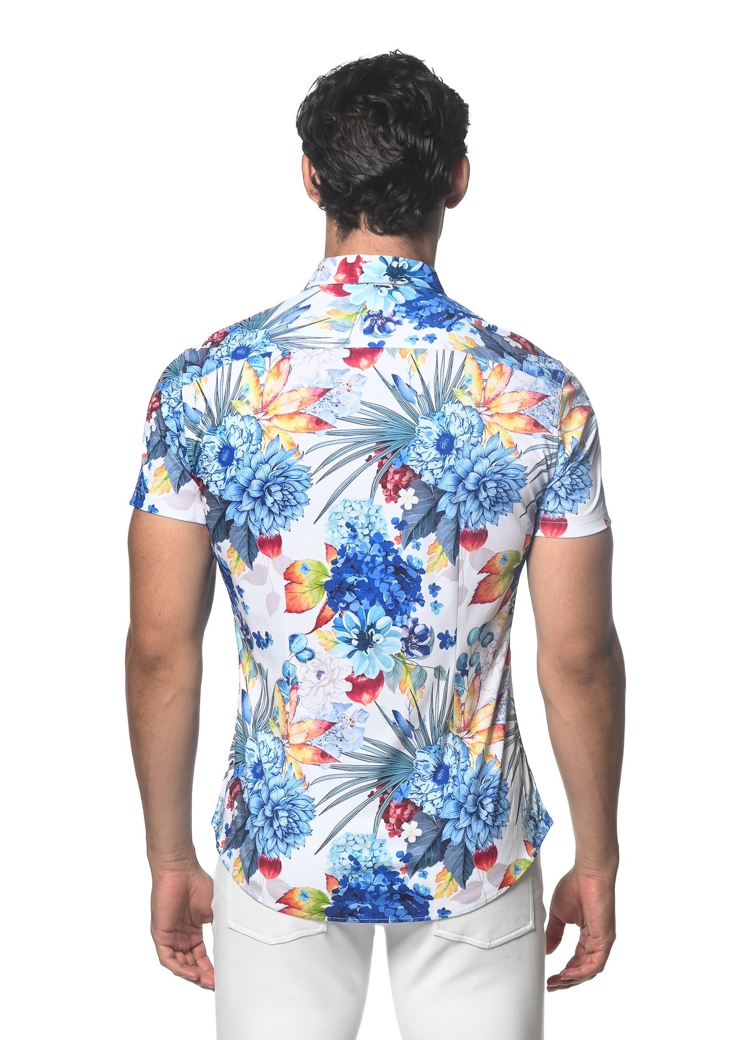 STRETCH-STRICKHEMD MIT TROPICS-PRINT