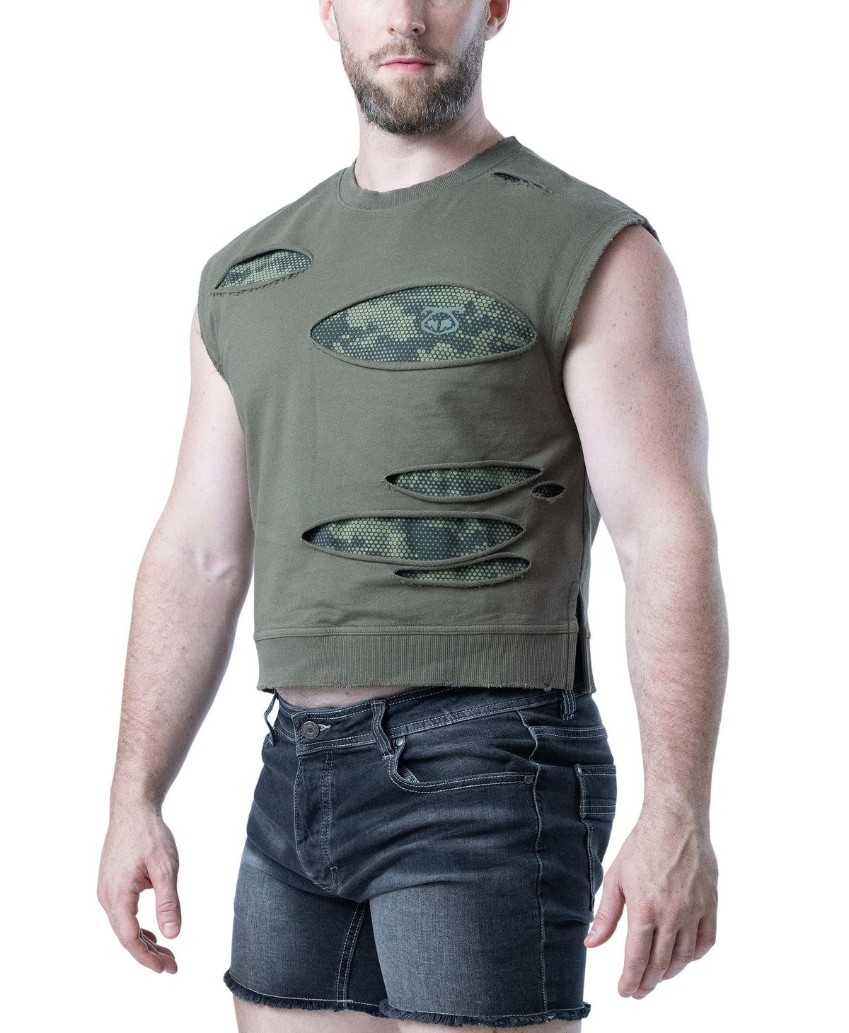 Nasty Pig Men's Shred Crop Top - Olive Green