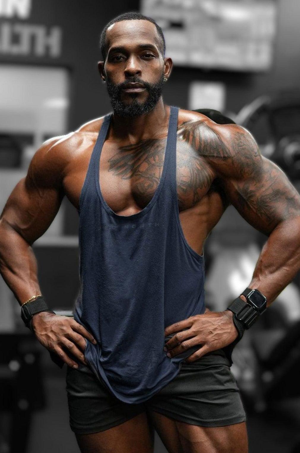 Jed North Klassischer Bodybuilding-Racerback-Stringer – Marineblau