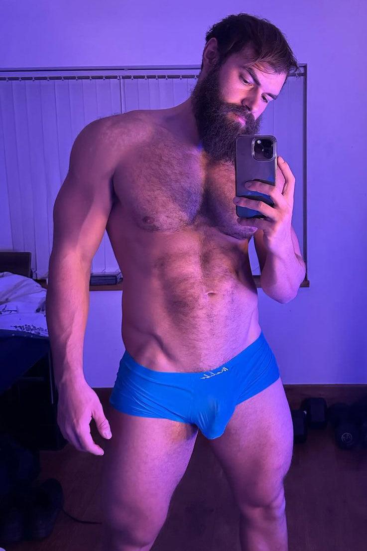 Come-Over Silky Seamless Boxer Briefs - Neon Blue