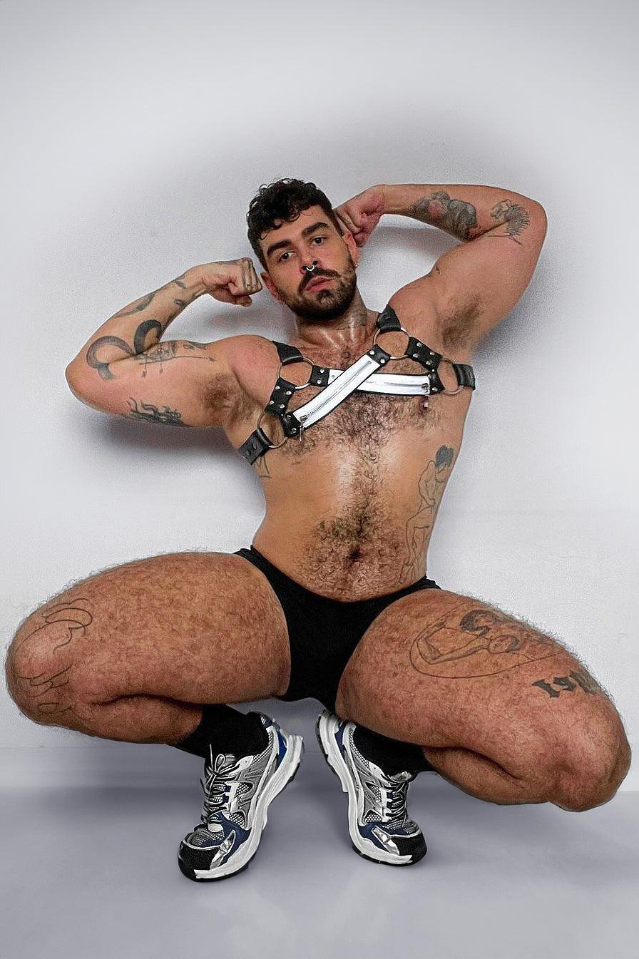 JJ Malibu X-Marks-the-Spot Vegan Leather Zip Harness - White & Black