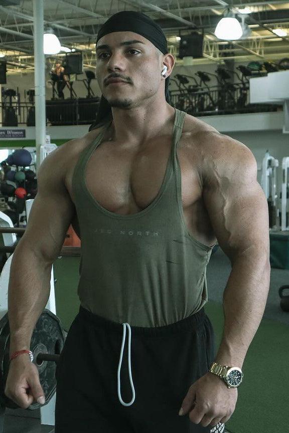 Jed North Men's Classic Bodybuilding Racerback Stringer - Olive