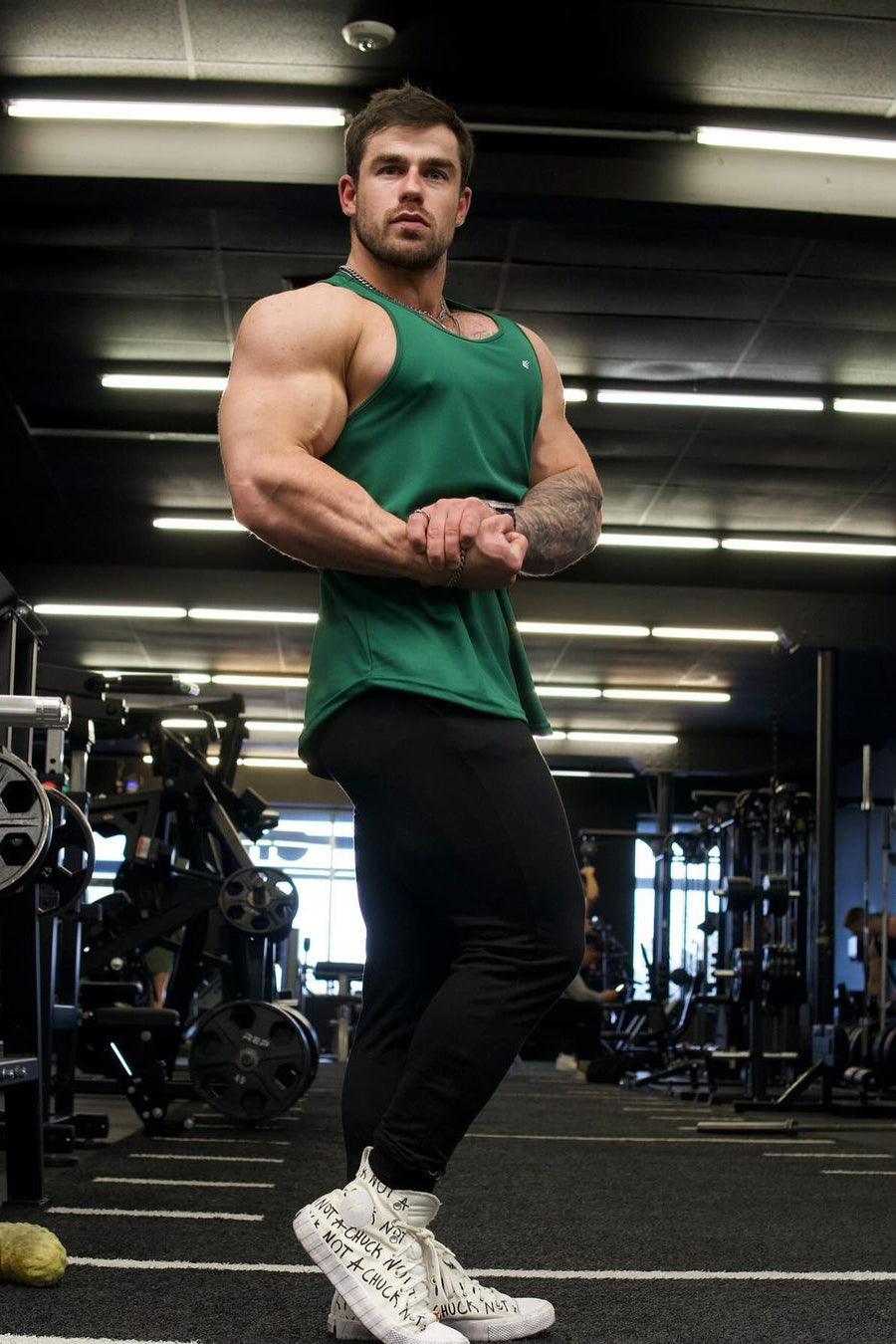 Jed North Schnelltrocknender Bodybuilding-Workout-Stringer – Smaragdgrün