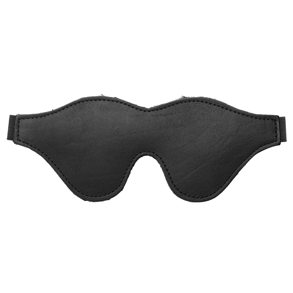 Venda para los ojos con forro polar de cuero negro estricto 