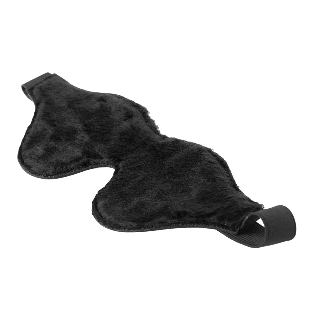 Venda para los ojos con forro polar de cuero negro estricto 