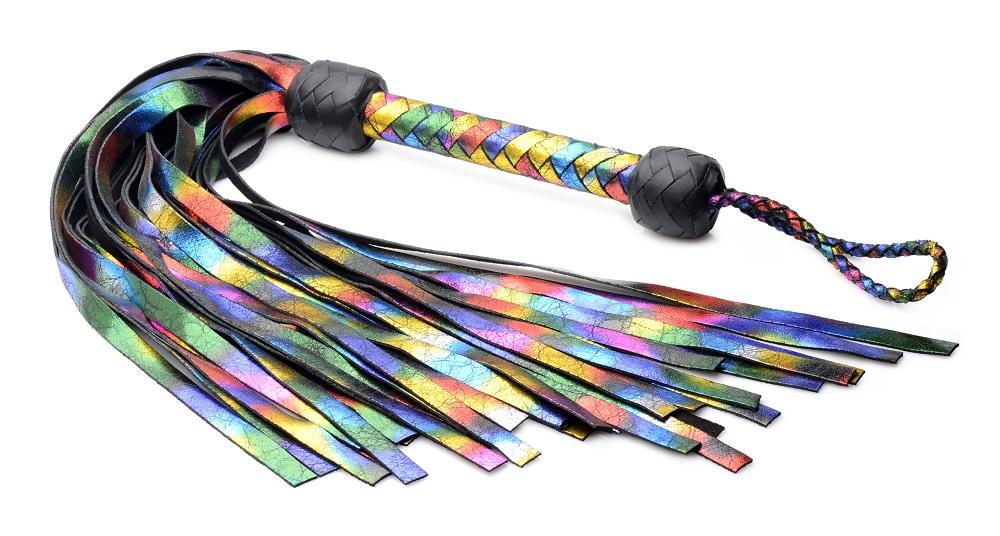 Flogger de cuero estricto de arco iris 