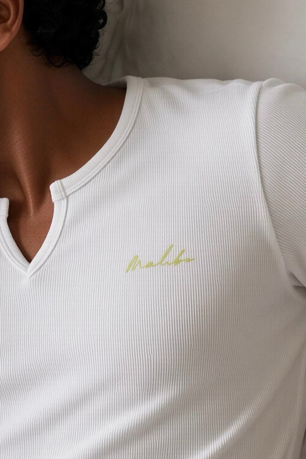 JJ Malibu Men's Striker V-Neck Short Sleeve Bodysuit - Cream White