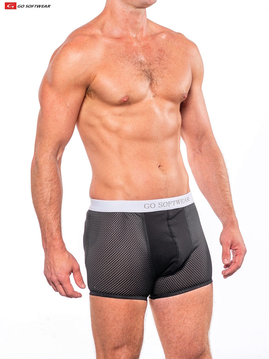 Go Softwear 2773 Men's Sport Super Boost Padded Butt Boxer (33%More Padding) - Black