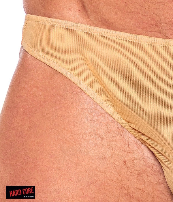 Hard Core 3126 Men's Intimates Nude Mesh Thong - Nude