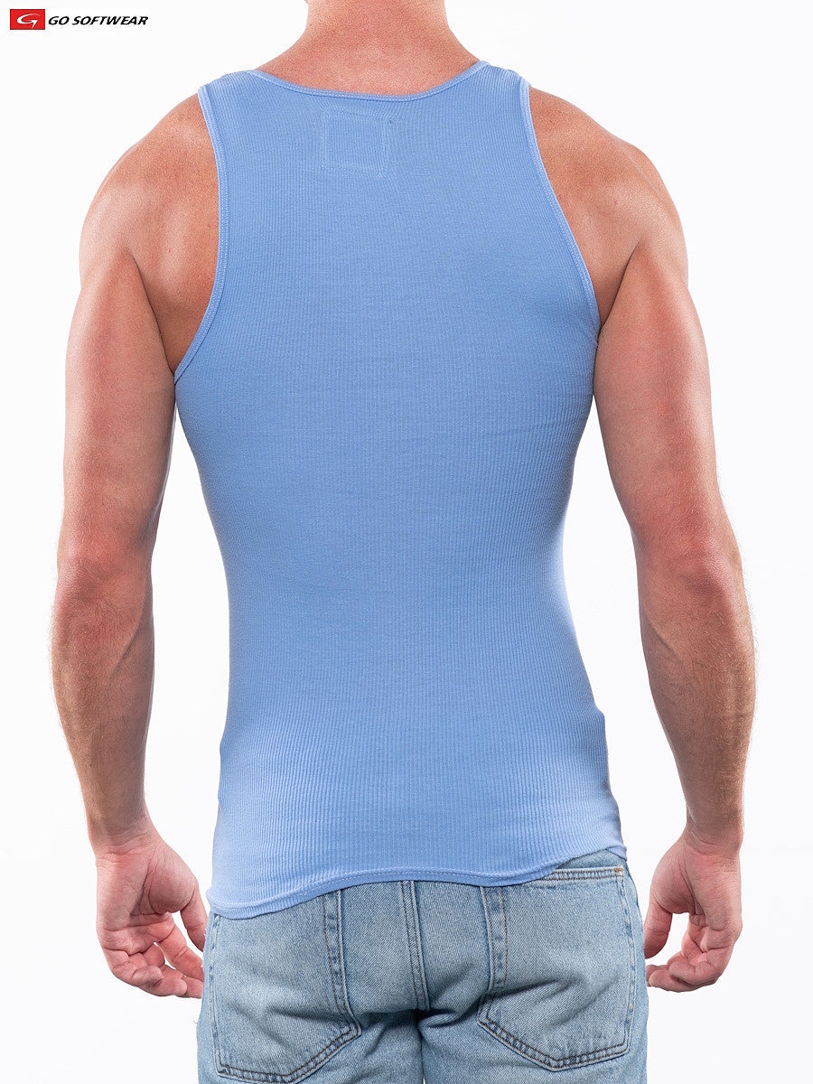 Go Softwear 4615 Men's Laguna Rib Tank Top - Blue Grotto