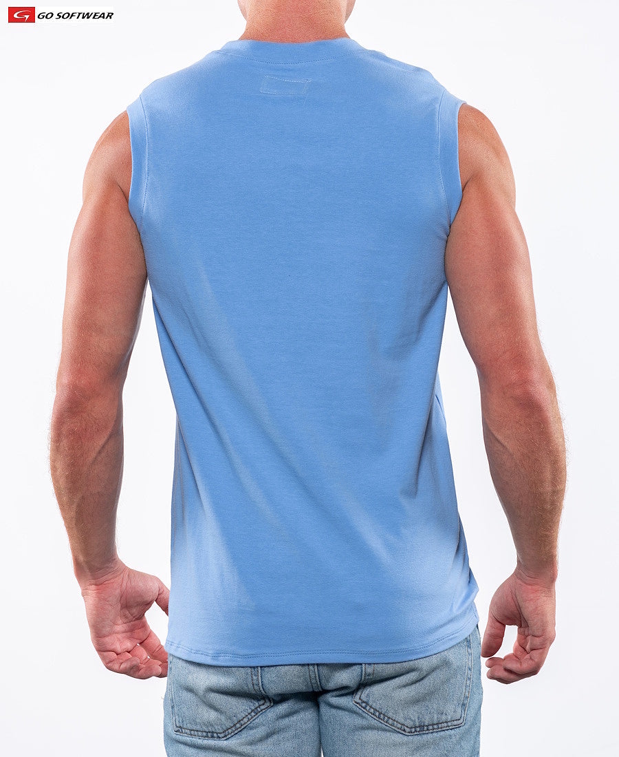 Go Softwear 4607 Men's Laguna V-Neck Sleeveless Tee - Blue Grotto