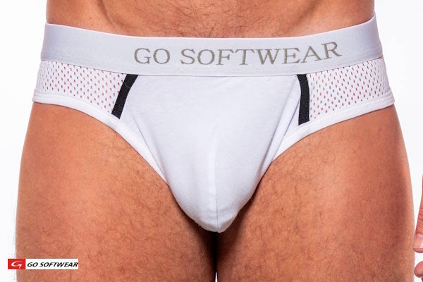Go Softwear 2761 Men's Sport Pouch Enhancer Bikini (Non-Padded) - White