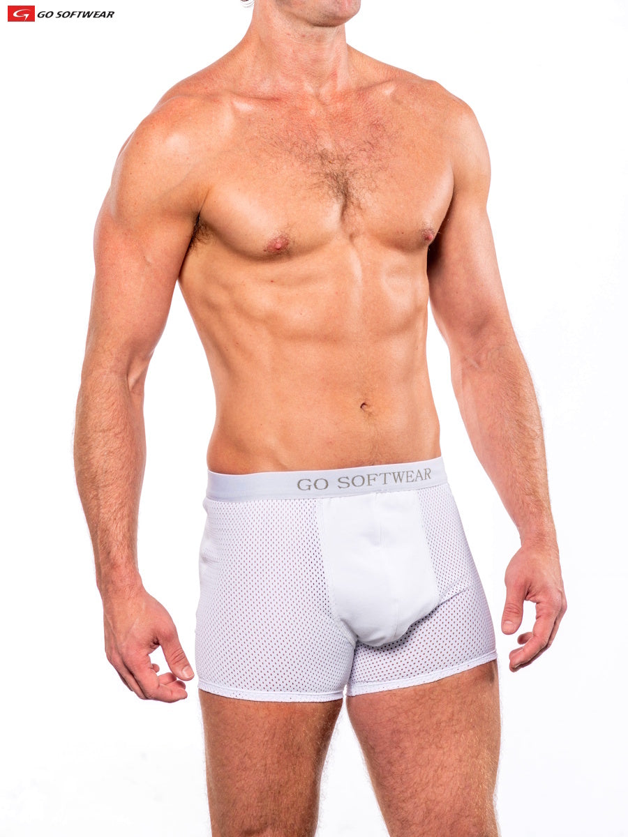 Go Softwear 2773 Men's Sport Super Boost Padded Butt Boxer (33%More Padding) - White