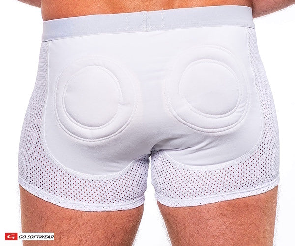 Go Softwear 2773 Men's Sport Super Boost Padded Butt Boxer (33%More Padding) - White