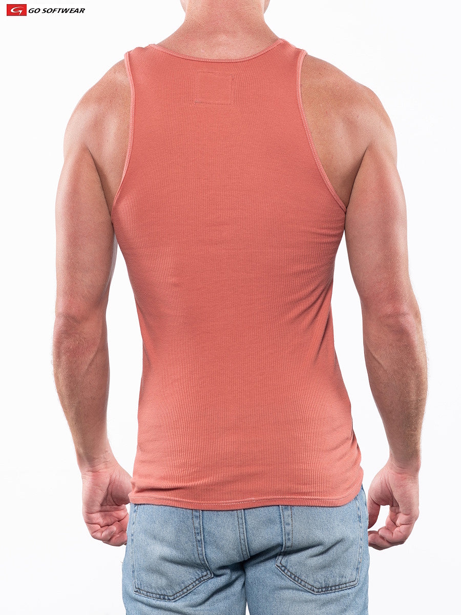 Go Softwear 4615 Men's Laguna Rib Tank Top - Coral Sand