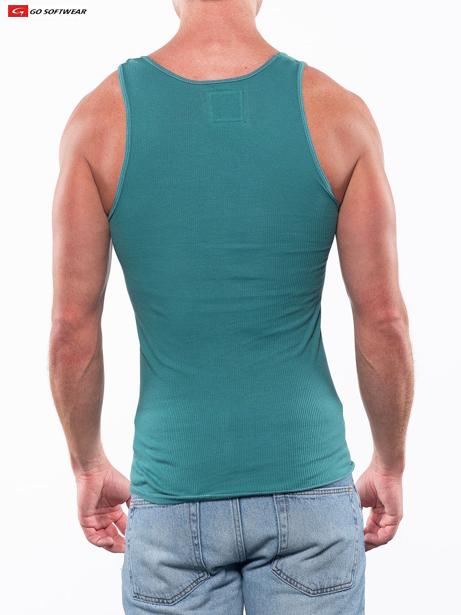 Go Softwear 4615 Men's Laguna Rib Tank Top - Sea Green