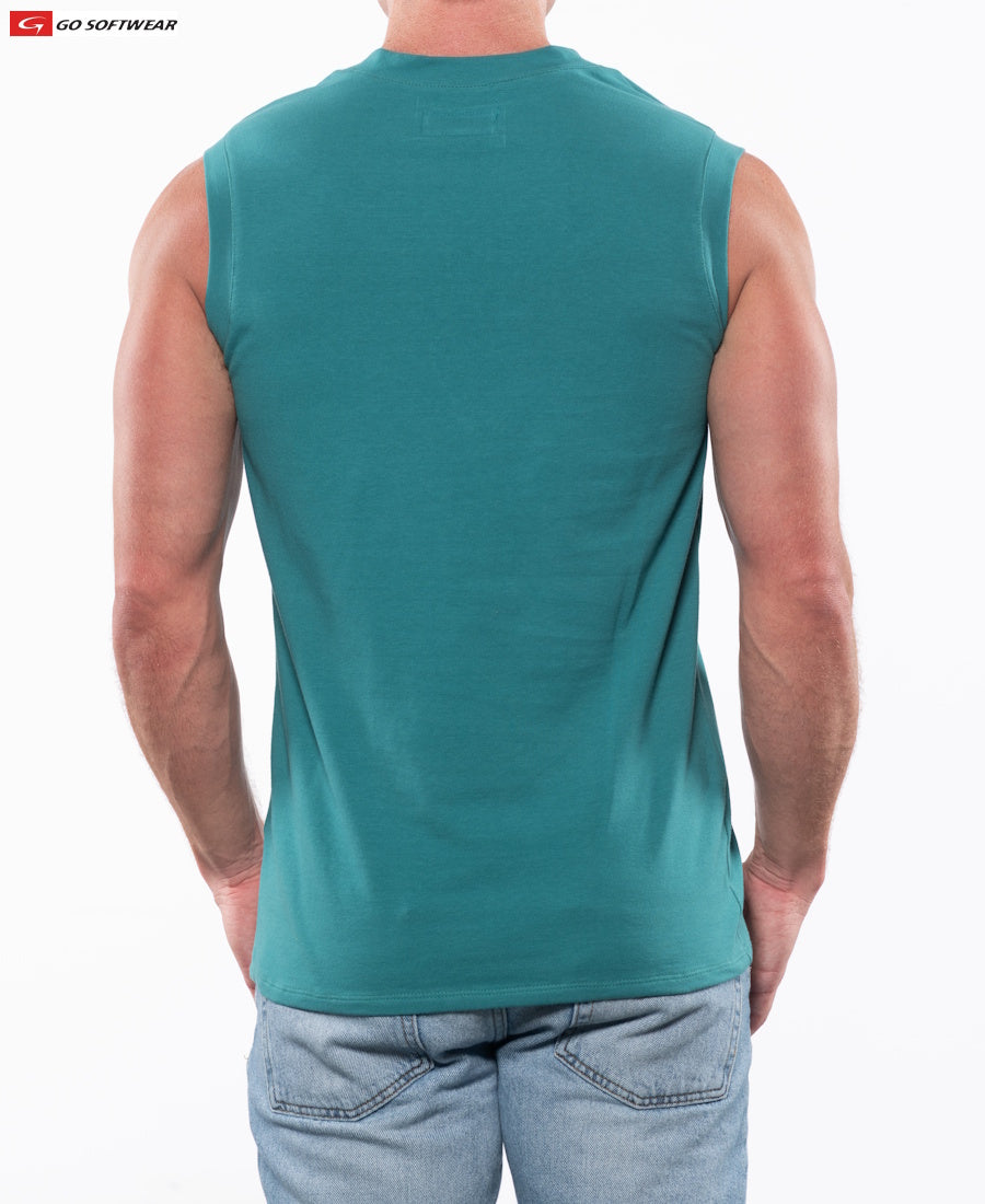 Go Softwear 4607 Men's Laguna V-Neck Sleeveless Tee - Sea Green