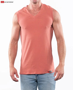 Camiseta sin mangas con cuello en V para hombre Go Softwear 4607 Laguna - Coral Sand