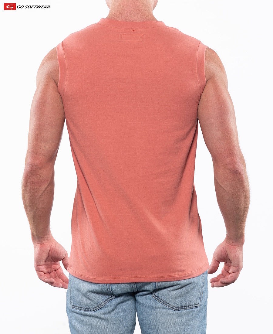 Go Softwear 4607 Men's Laguna V-Neck Sleeveless Tee - Coral Sand