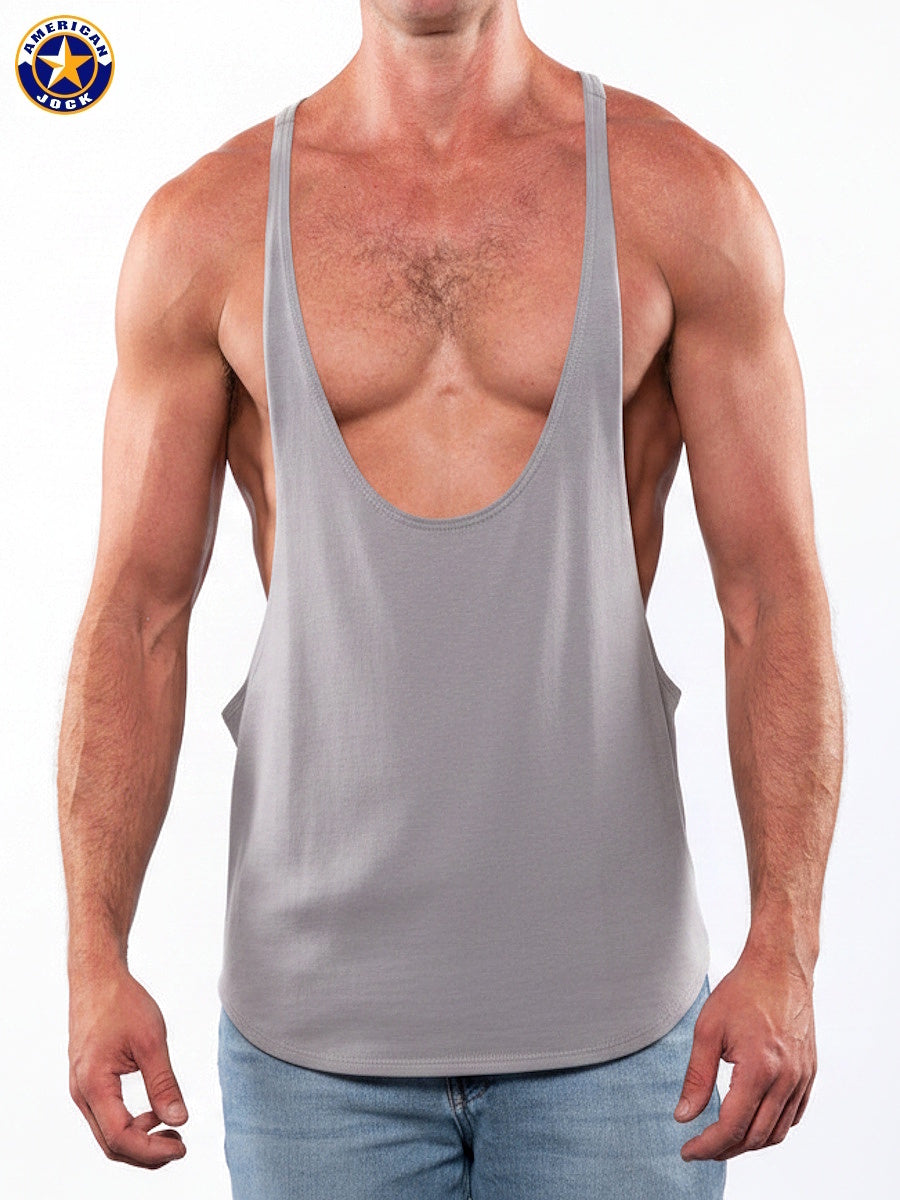 AMERICAN JOCK 8027 Men's Gym Bodybuilding String Tank - Grey
