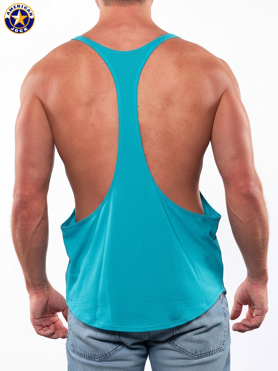 AMERICAN JOCK 8027 Men's Gym Bodybuilding String Tank - Malibu Blue