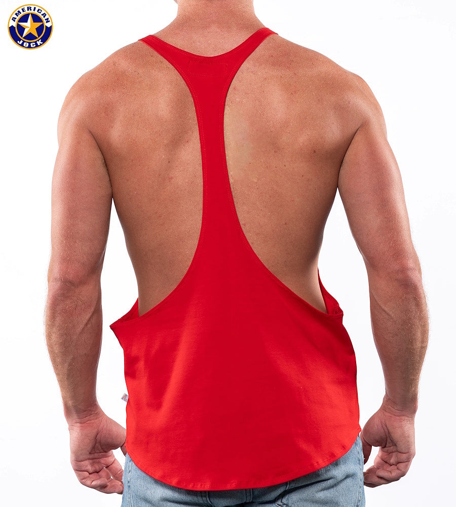 AMERICAN JOCK 8027 Men's Gym Bodybuilding String Tank - Ribbon Red
