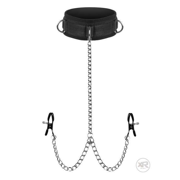 Collar de sumisión y pinzas para pezones
