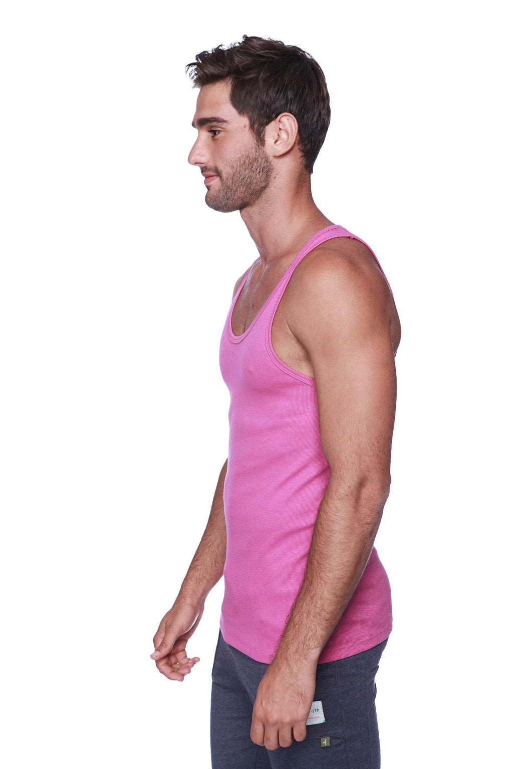 A vibrant berry pink sleeveless sustain tank with a fitted design made from sustainable material
