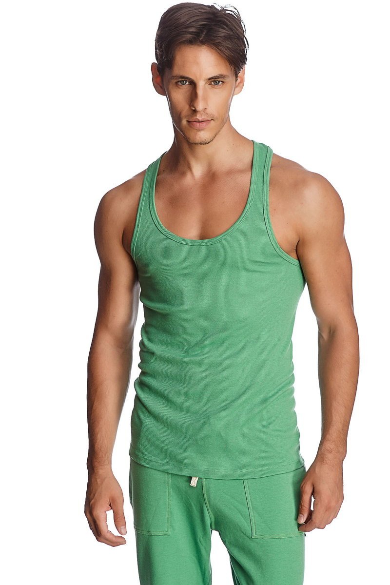 Green ribbed cotton tank top sustain tank top bamboo green made from soft breathable fabric for casual wear