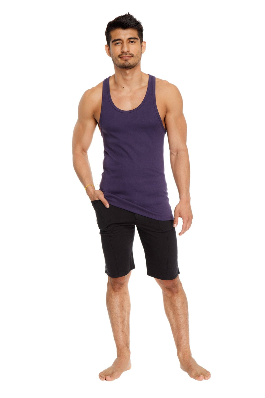 Purple sleeveless sustain tank top made from sustainable fabric ideal for casual and active wear