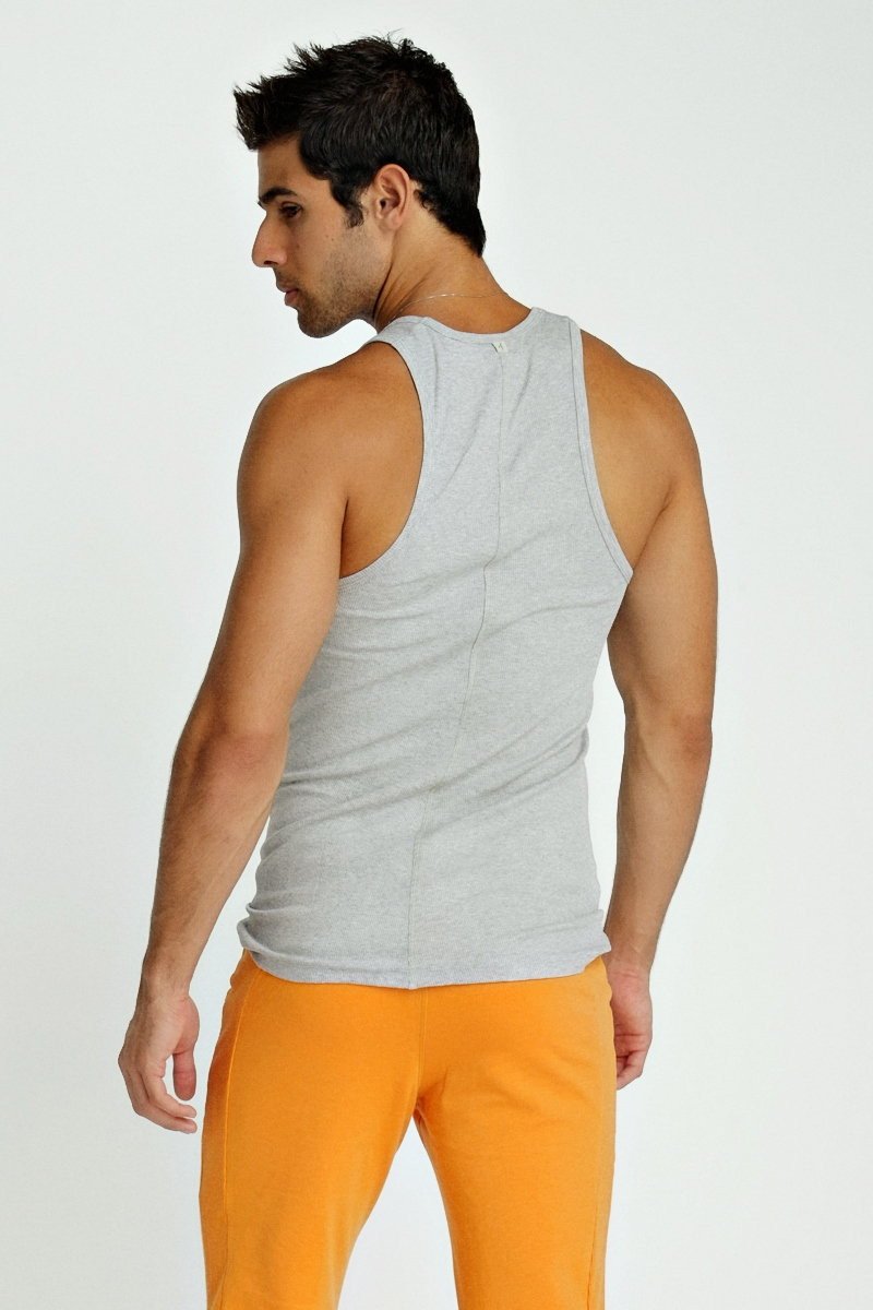 Gray heather sustain tank top sleeveless fitted design made from sustainable material for casual wear