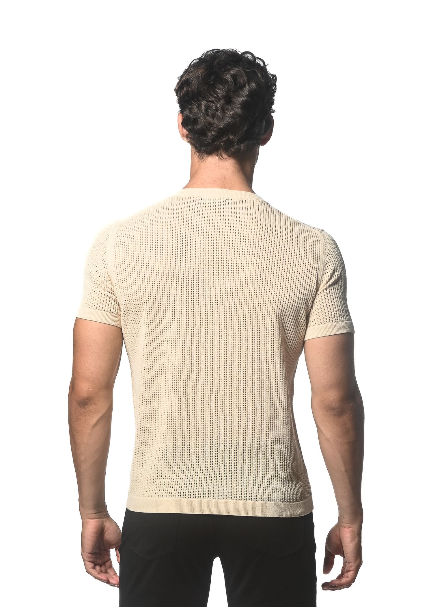 CAMISETA DE PUNTO DE MALLA ABIERTA CON TEXTURA Y CUELLO REDONDO
