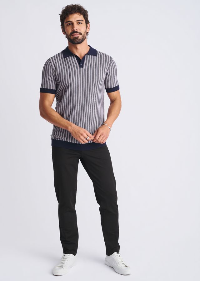 TEXTURED STRIPES SILK/TENCEL POLO - DealByEthan.gay loves POSTMARC