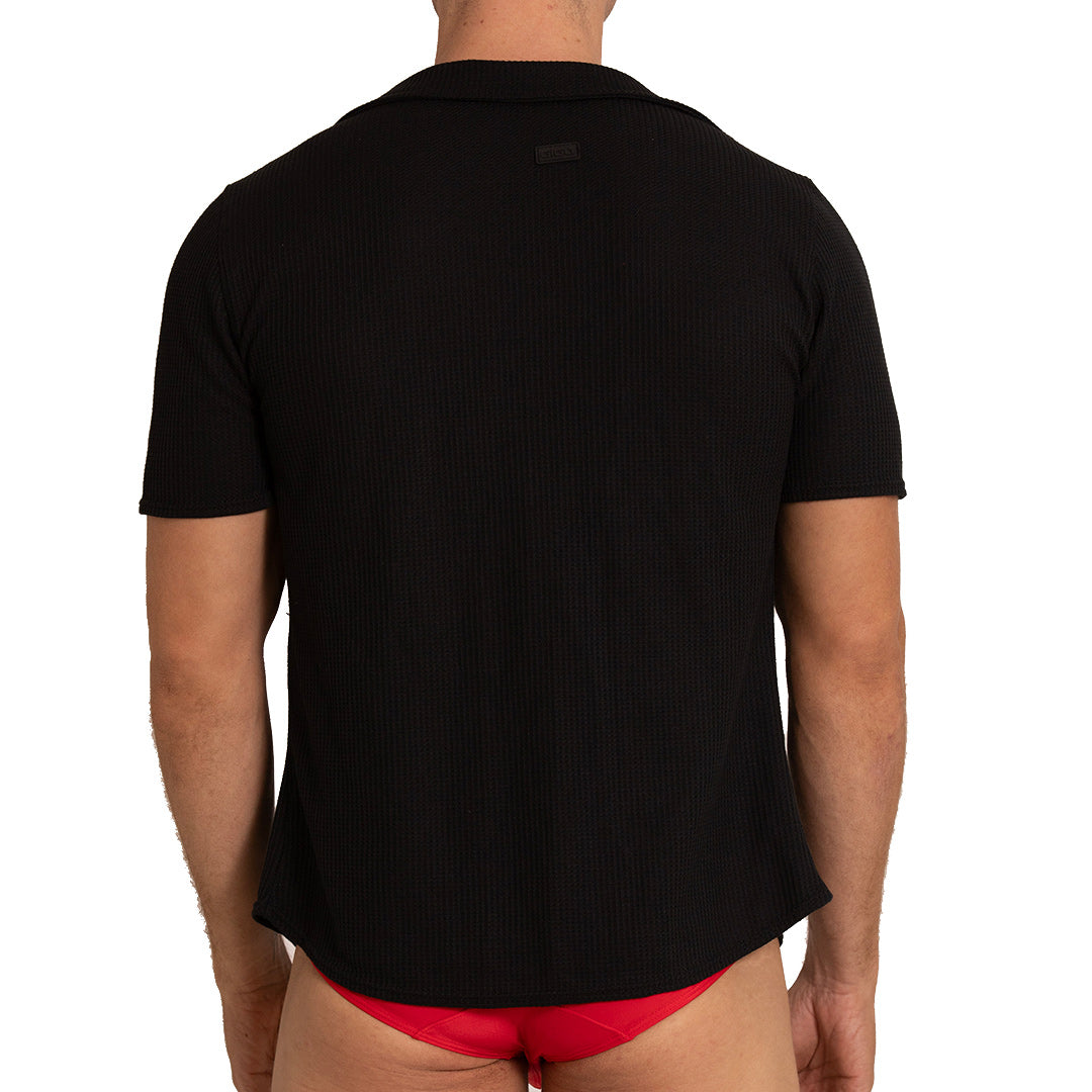 TISSUE BLACK SHIRT - Men's black Shirt, Guayabera Shirt, Beach Shirt, Beach Shirt