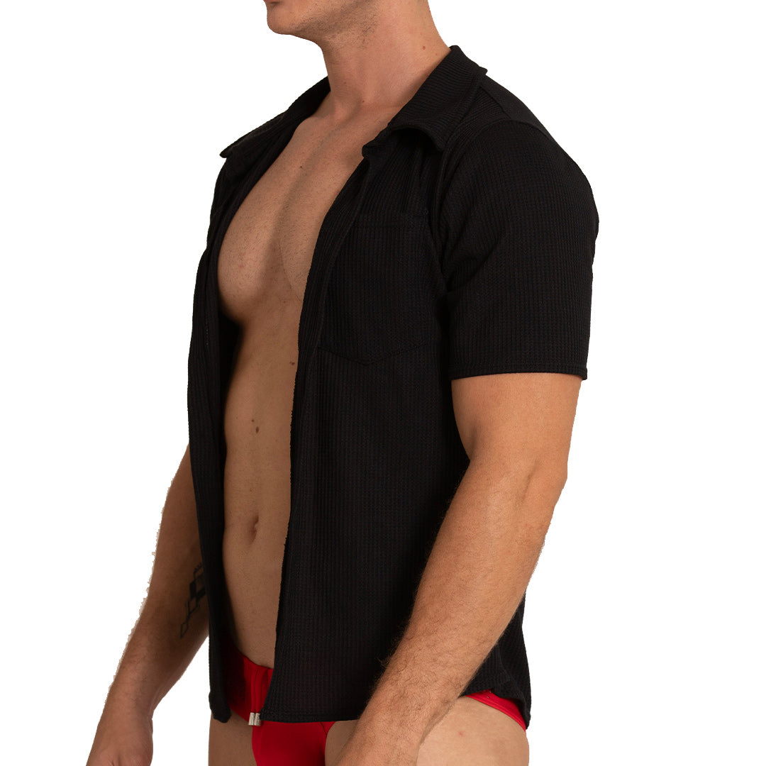 TISSUE BLACK SHIRT - Men's black Shirt, Guayabera Shirt, Beach Shirt, Beach Shirt