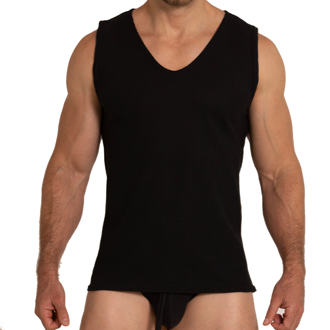 TISSUE BLACK TANK - Sexy men's black t-shirt, sleeveless shirt
