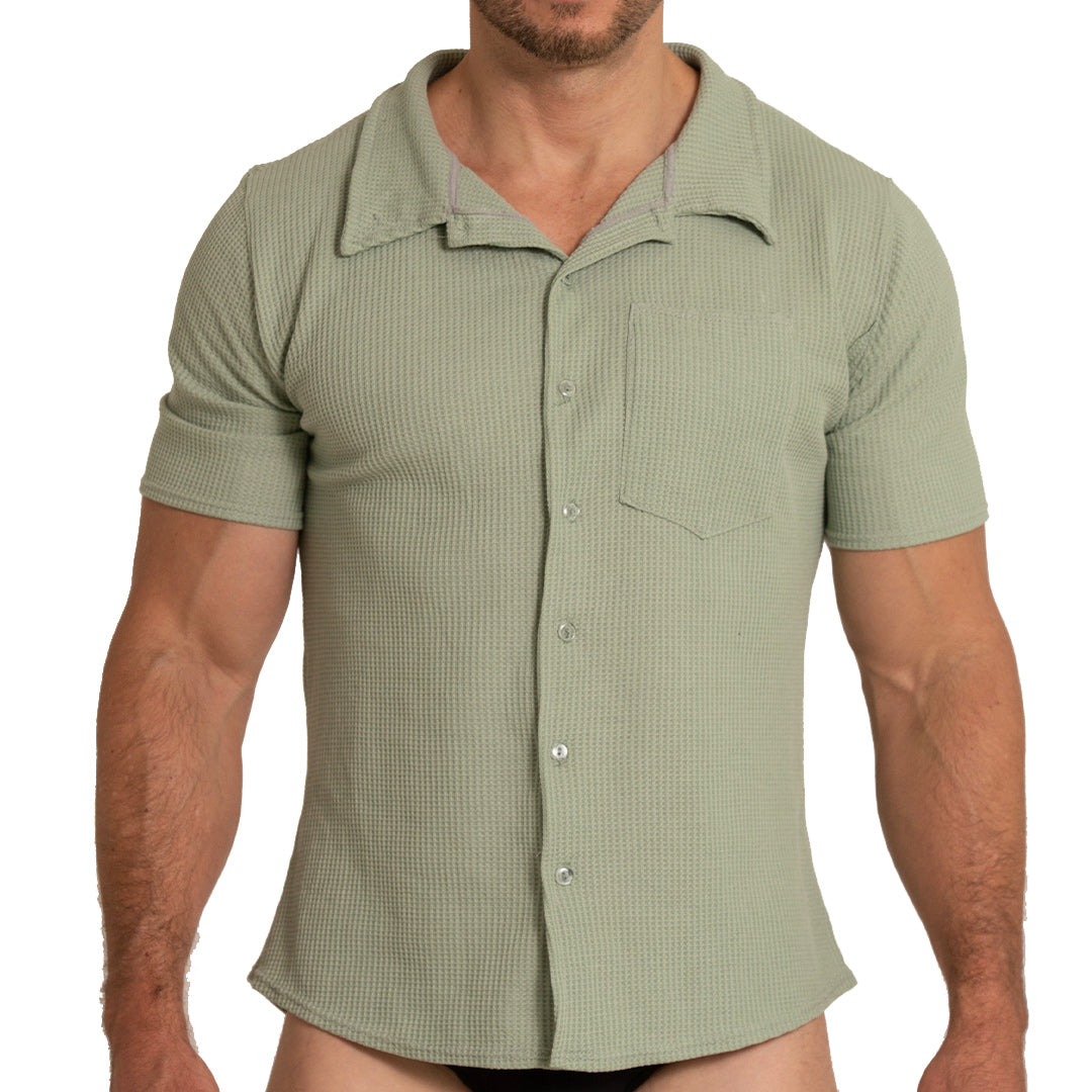 TISSUE GREEN SHIRT - Men's green Shirt, Guayabera Shirt, Beach Shirt, Beach Shirt