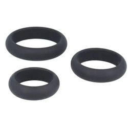 Titus 3Pk Silicone Ring Set featuring three thick black silicone rings of varying sizes.