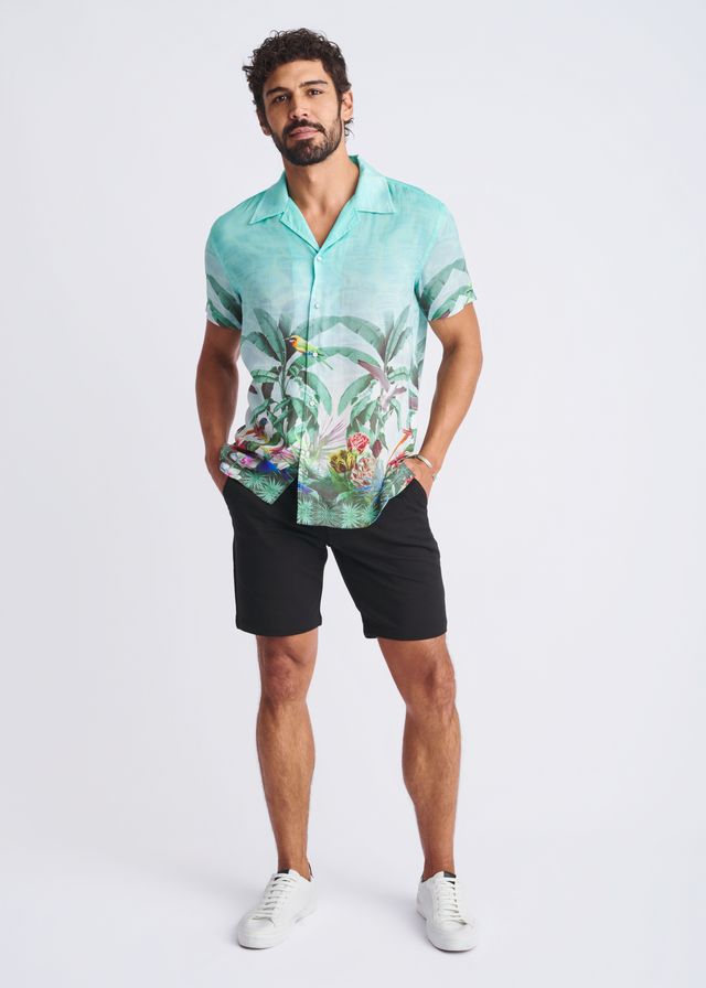TROPICS BORDER PRINT S/S MODAL SHIRT - DealByEthan.gay loves POSTMARC