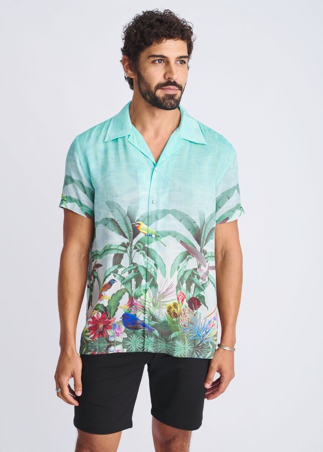 TROPICS BORDER PRINT S/S MODAL SHIRT - DealByEthan.gay loves POSTMARC