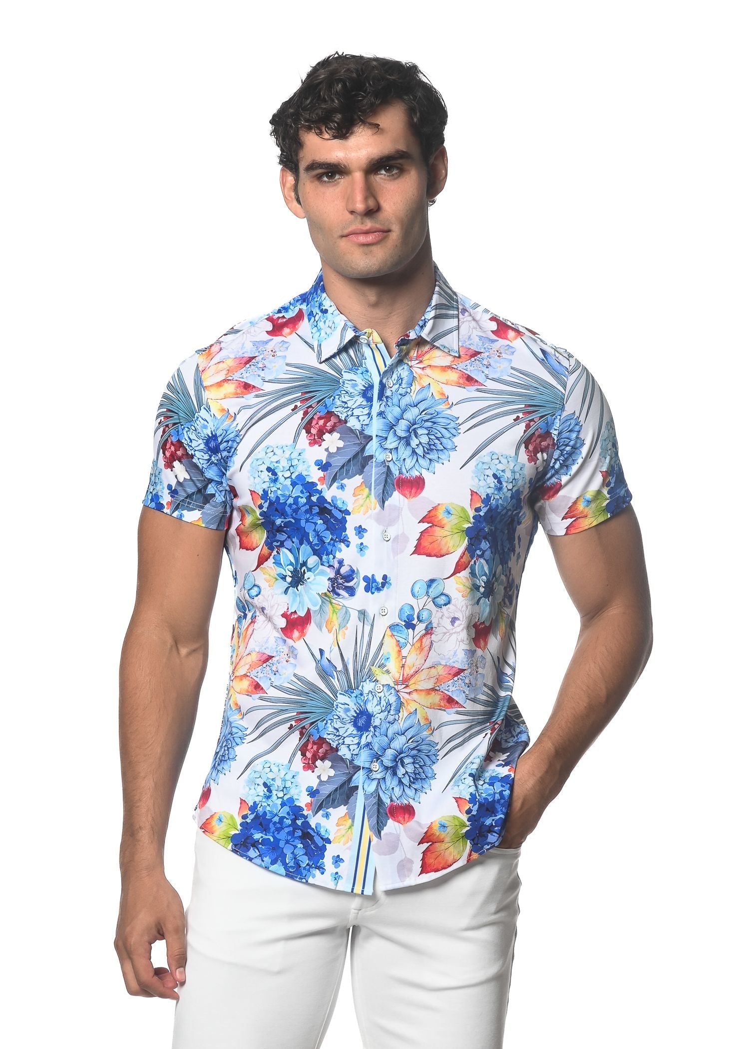 TROPICS PRINT STRETCH KNIT SHIRT - DealByEthan.gay loves ST33LE