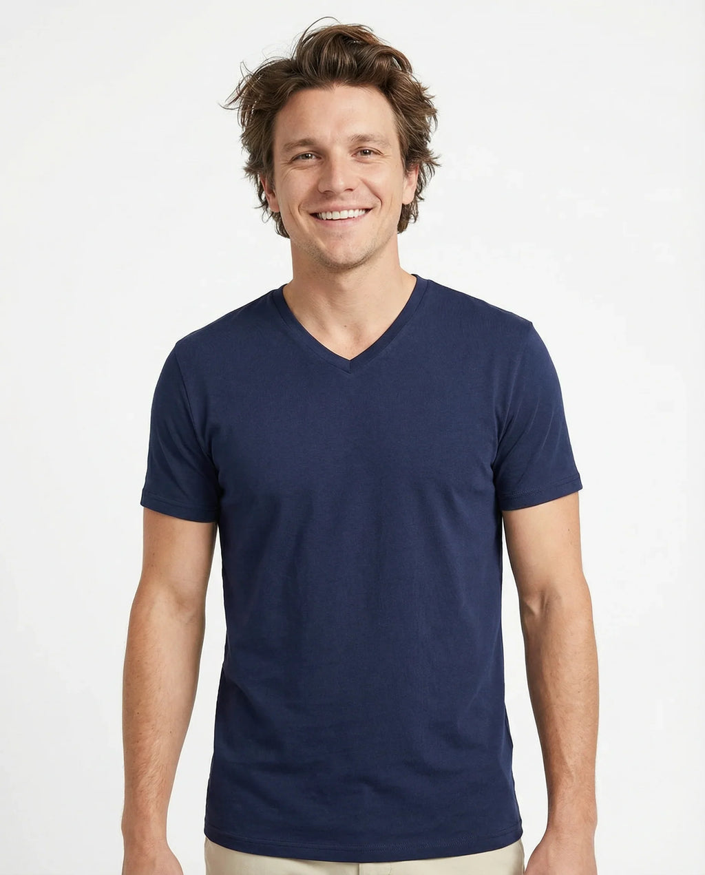 T.R. Premium Men's Solid V-Neck T-Shirt