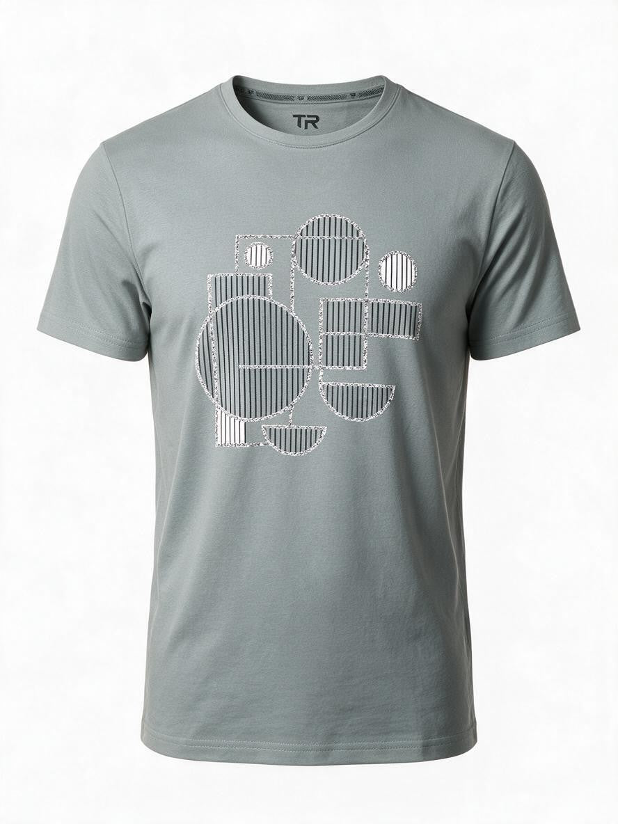 T.R. Premium Herren-T-Shirt mit 3D-Abstrakt-Print – Chino-Grün