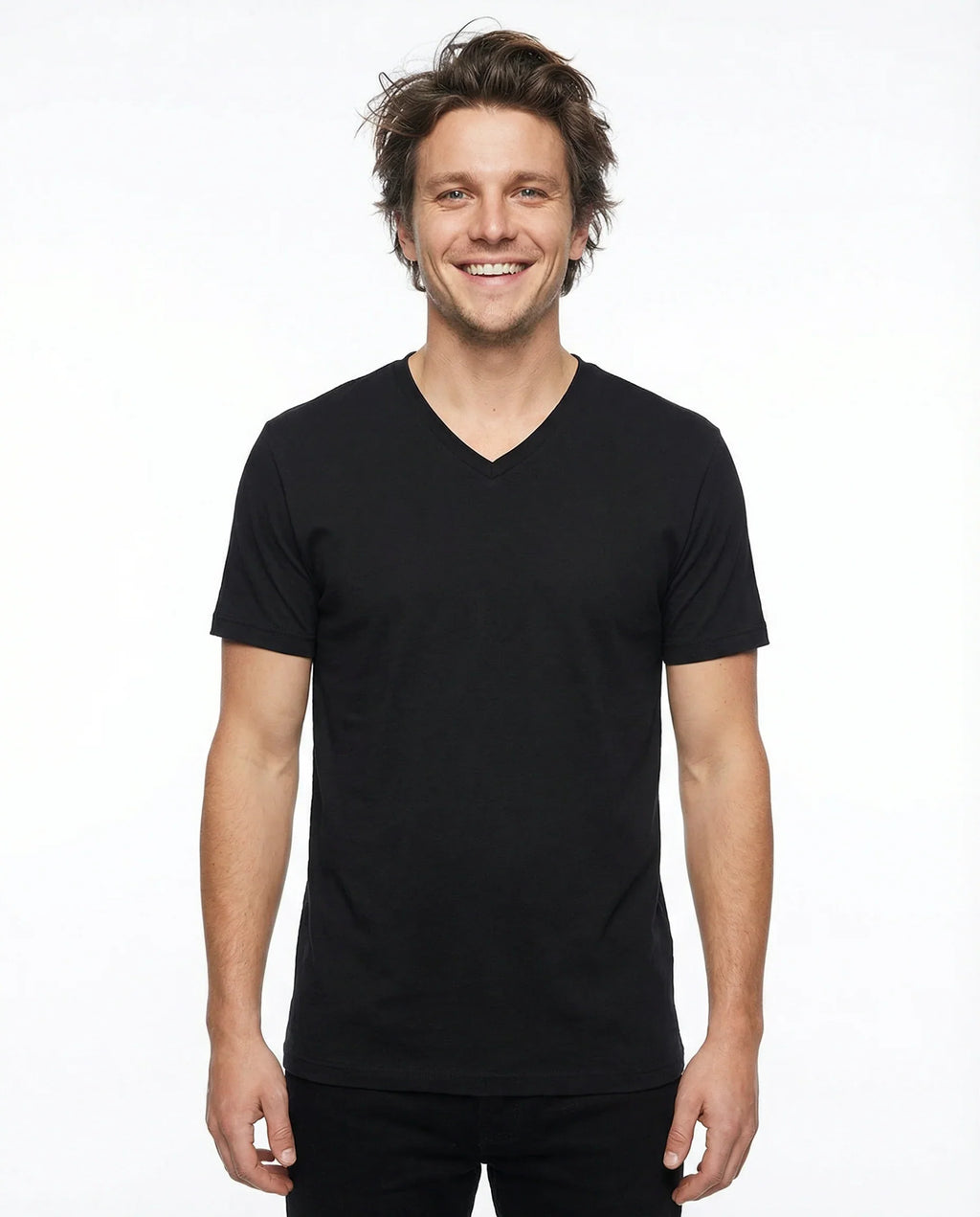 T.R. Premium Men's Solid V-Neck T-Shirt