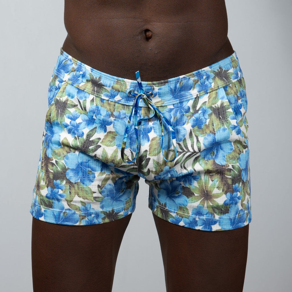 Floral Print Linen Texture Shorts