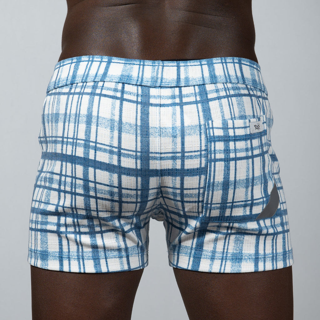 Plaid Print Linen Texture Shorts