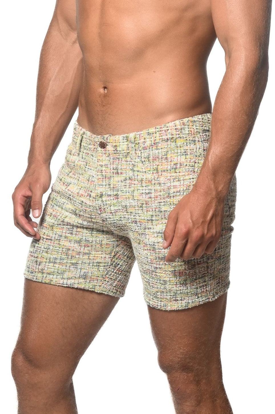 PANTALONES CORTOS VAQUEROS DE PUNTO ELÁSTICO JACQUARD CON EFECTO TWEED (EDICIÓN LIMITADA)