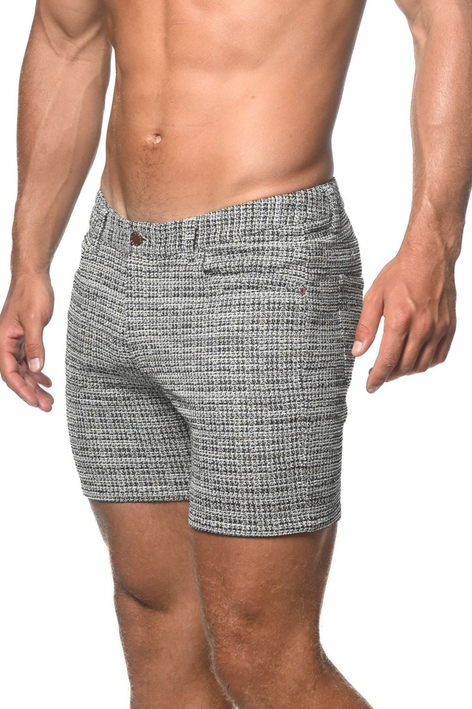 PANTALONES CORTOS VAQUEROS DE PUNTO ELÁSTICO JACQUARD CON EFECTO TWEED (EDICIÓN LIMITADA)