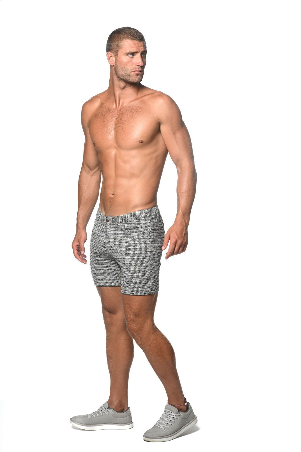 PANTALONES CORTOS VAQUEROS DE PUNTO ELÁSTICO JACQUARD CON EFECTO TWEED (EDICIÓN LIMITADA)